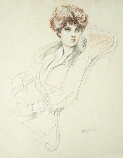 一位女士的画像，坐着， 作者 保罗·塞萨尔·Helleu