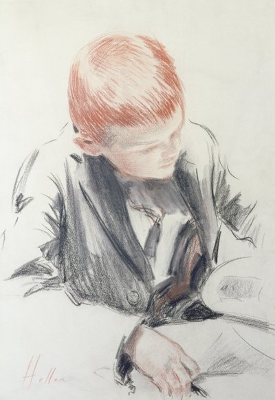 青年鉴赏家（红色和黑色粉笔在纸上） 作者 保罗·塞萨尔·Helleu