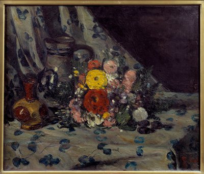 Paul Cezanne (1839-1906) 1873 年画的黄色大丽花花束。 0,54x0,64 m 巴黎，奥赛博物馆 作者 保罗·塞尚