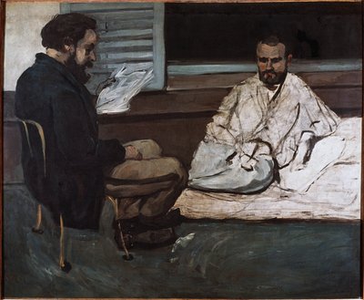 保罗·亚历克西斯 (Paul Alexis) 正在给埃米尔·佐拉 (Emile Zola) 读手稿（布面油画 作者 保罗·塞尚
