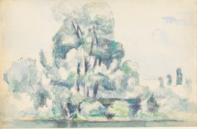 梅丹的塞纳河岸，1880-1885。 作者 保罗·塞尚
