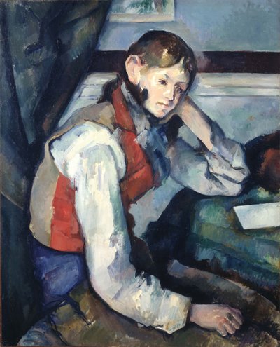 德语: Le Garçon au gilet rouge 穿红马甲的男孩 作者 保罗·塞尚