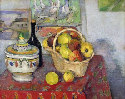 静物与盖仁，1877年 作者 Paul Cézanne