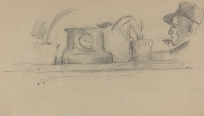 艺术家的父亲和壁炉上的物品[背面]，18771881。 作者 保罗·塞尚