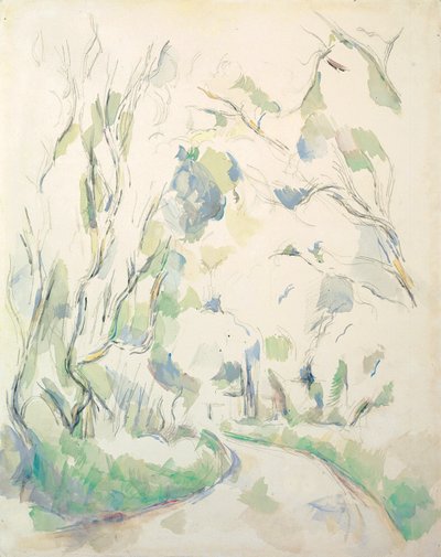 黑色城堡公园的韦尔斯和蜿蜒小径；大约在1900年的Chateau Noir公园中的转弯路 作者 保罗·塞尚