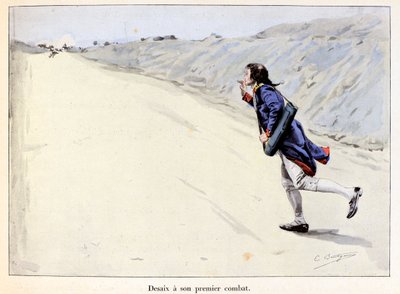 德赛进行了他的第一次战斗。Charles Antoine Desaix de Veygoux (1768-1800)在普法尔茨的兰道(Landau in der Pfalz)抓获一名囚犯，而军队正在撤退 - Emile Boutigny (1853-1929)的插图 在Theodore Cahu (1854-1928)的《Hoche-Marceau-Desaix》中 - Pr 作者 保罗·埃米尔·布蒂尼