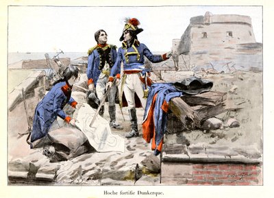 霍赫加固敦刻尔克：1793年，准尉拉扎尔-霍赫（Lazare Hoche）（1768-1797）通过使该城难以被敌人攻破来抵御英国人的进攻--埃米尔-布蒂尼（Emile Boutigny）（1853-1929）的插图 在《霍赫-马尔索-德赛》中，西奥多 作者 保罗·埃米尔·布蒂尼