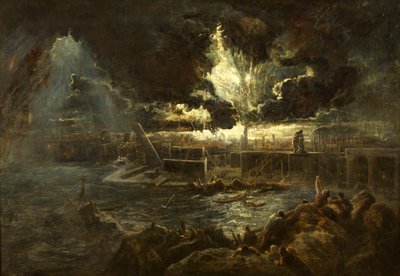 庞贝城的毁灭，约1835年（布面油画） 作者 Paul Falconer Poole