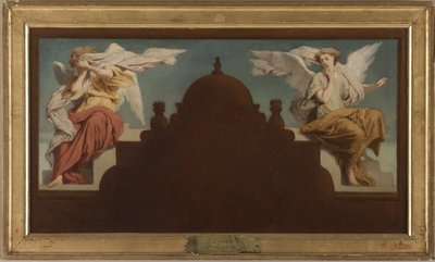 圣埃蒂安-杜蒙特教堂草图：1874 年，Deux anges assis（布面油画） 作者 保罗·费利克斯·格里（Paul Felix Guerie）