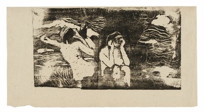 在黑岩，选自晚期木刻版画组曲 作者 保罗·高更