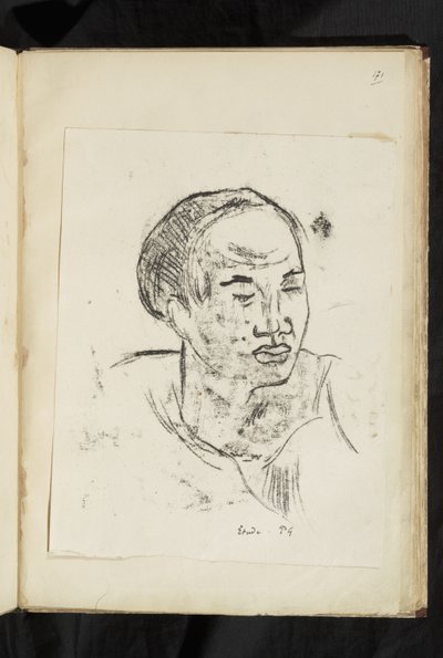 之前和之后 - Marquesan 女人的头 作者 保罗·高更