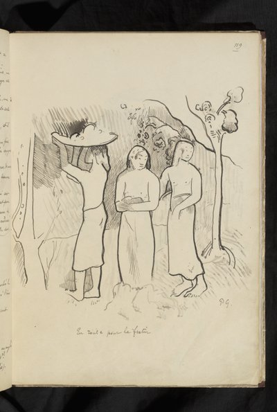 Avant et après - drawing "En route pour le festin" 作者 保罗·高更