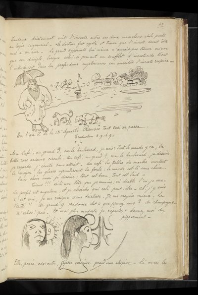 Avant et après - “小米尼翁”和他的狗在 Cythera 和咖啡馆里的两个头（自画像？）的文字和图画 作者 保罗·高更