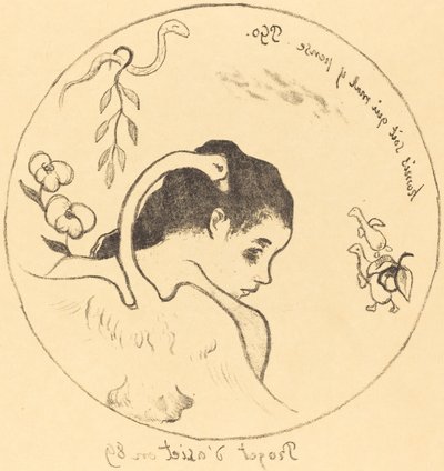 瓷盘项目的设计，1889年。 作者 保罗·高更