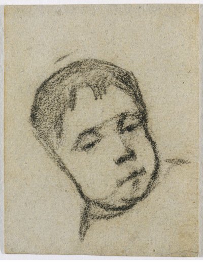 儿童时期的埃米尔-高更，枕头上的头，约 1875-76（黑色蜡笔画） 作者 保罗·高更