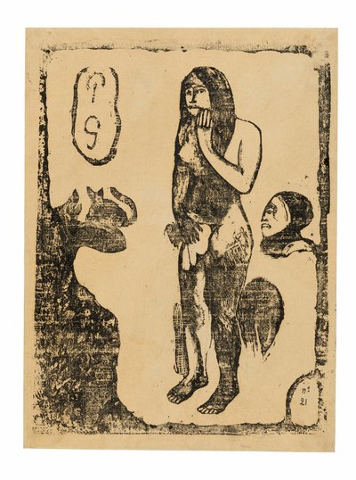 夏娃》，选自《晚期木刻版画组曲 作者 保罗·高更