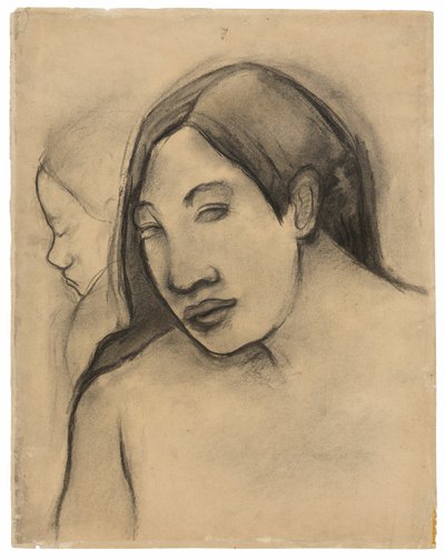 塔希提妇女头像，正面和侧面视图 作者 保罗·高更