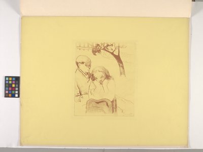 人类的苦难 1889 年（锌版画，金丝雀黄色织纹纸） 作者 保罗·高更