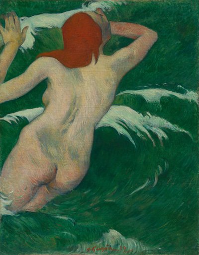 在海浪中，1889年。 作者 保罗·高更