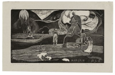 玛鲁（Maruru），《感恩的奉献》，来自诺亚·诺亚（Noah Noah），1894年 作者 保罗·高更