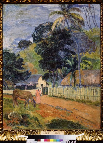"风景：马在路上 保罗-高更（1848-1903 年）1899 年后印象派作品 尺寸：94x73 厘米 莫斯科普希金博物馆 作者 保罗·高更