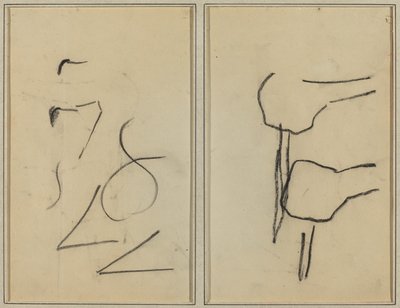 潦草的字迹；两个形状 [背面] 作者 保罗·高更