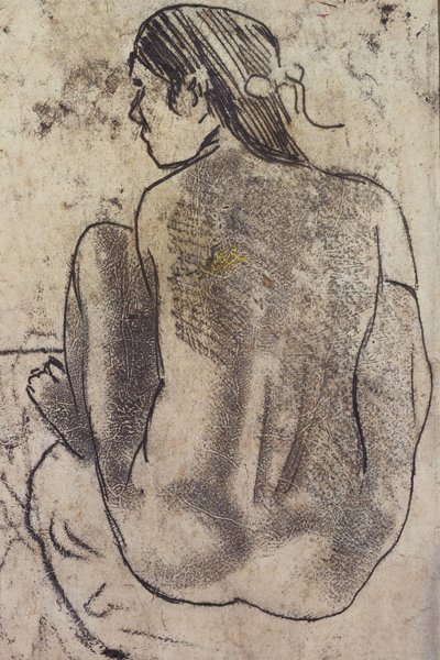 从背面坐着的大溪地裸体，约建于1902年 作者 Paul Gauguin