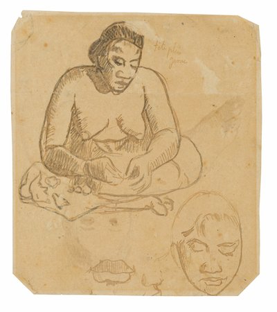 大溪地妇女坐像（正面）；大溪地妇女站像（背面） 作者 保罗·高更