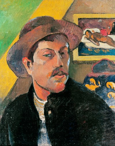 戴着帽子的自画像，1893-94 作者 Paul Gauguin