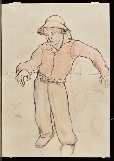 小布列塔尼人倾斜，1889年 作者 保罗·高更