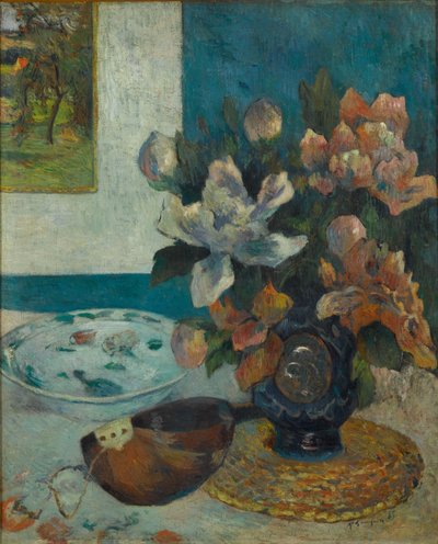 曼陀林静物画，1885年。 作者 保罗·高更