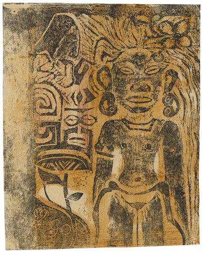 大溪地偶像，女神希娜，1894-95年 作者 保罗·高更