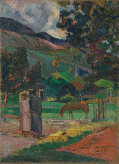 大溪地景观，1892年。 作者 保罗·高更