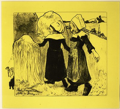 布列塔尼的欢乐，来自沃尔皮尼组曲：Dessins lithographiques, 1889., 1889. 作者 保罗·高更