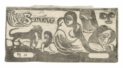 三个人、一个面具、一只狐狸和一只鸟，Le sourire 的头饰 作者 保罗·高更