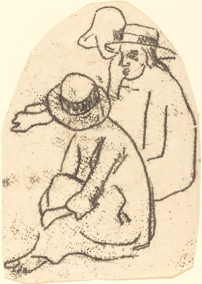 三位塔希提人为《慈善家》学习，1899-1902。 作者 保罗·高更