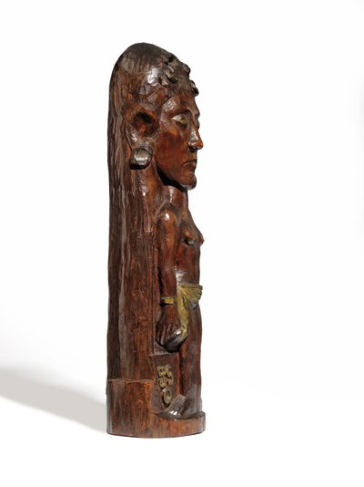 泰勒斯（Thérèse），约1902-3年（雕刻的蜜桃木，镀金和铜钉）（另请参阅2835560-1） 作者 保罗·高更