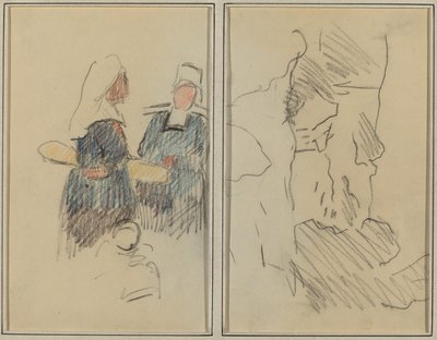 两个布列塔尼妇女；风景 [直页] 作者 保罗·高更