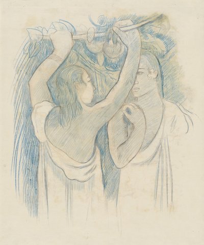 两个塔希提人在采集水果[背面] 作者 保罗·高更
