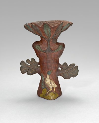热带植物形式的花瓶，带有鸟和神灵，188788年。 作者 保罗·高更