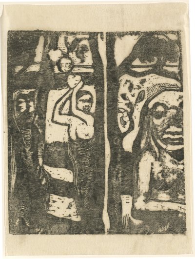 采摘水果的女人和野人 (Femme cueillant des fruits et oviri) 作者 保罗·高更
