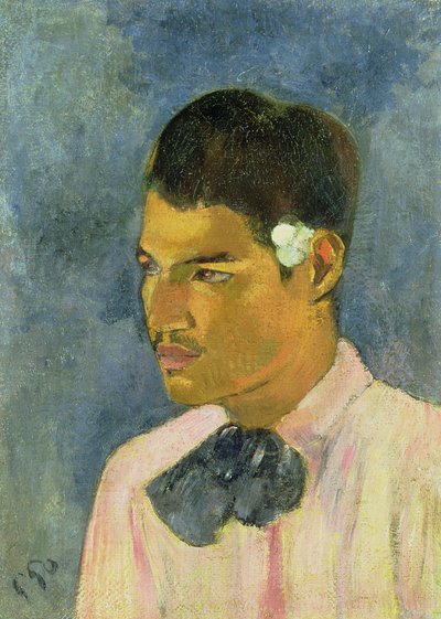 耳后有一朵花的年轻人，1891年 作者 保罗·高更