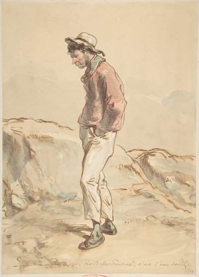 一个站在岸边的水手，1859-60。 作者 保罗·加瓦尔尼