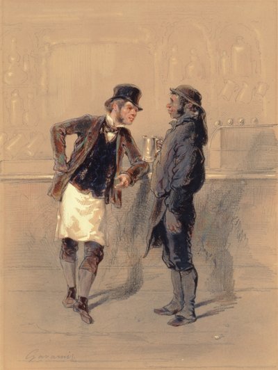 汽车人和煤凿，1848年（wc，石墨，铅笔和身体颜色在纸上） 作者 保罗·加瓦尔尼