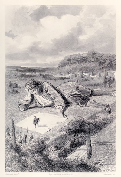 Gulliver与来自Lilliput皇帝的观众，来自Jonathan Swift的法国版Gullivers Travels 作者 保罗·加瓦尔尼