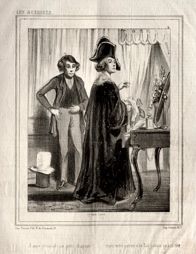 女演员：我曾要求戴一顶小帽子！，1843年。 作者 保罗·加瓦尔尼