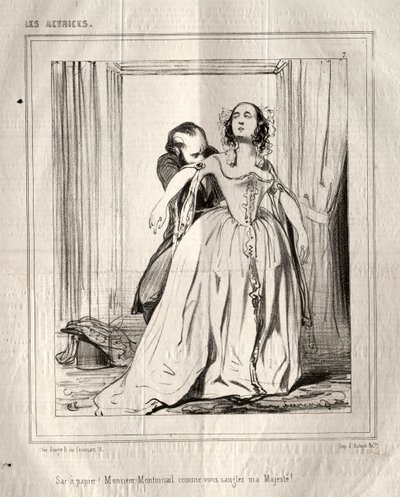女演员：纸袋！蒙米拉伊尔先生（Monsieur Montmirail）系上my下！，1843年。 作者 保罗·加瓦尔尼