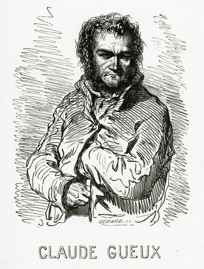 Claude Gueux的肖像，1834年（bw雕刻） 作者 保罗·加瓦尔尼