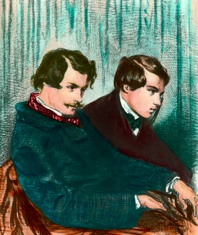 Edmond Goncourt (1822-1896) 和 Jules Goncourt (1830-1870) 兄弟作家的肖像。 保罗·加瓦尼 (1804-1866) 的绘画 作者 保罗·加瓦尔尼