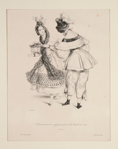1834 年舞会的原始 TRAVESTISSEMENS（原文如此）。编号3号和4号 作者 保罗·加瓦尔尼